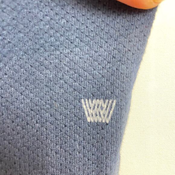 Mack Weldon Vesper Polo Shirt L Navy Blue Mesh Knit FLAW - Picture 9 of 11